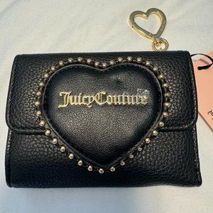 JUICY COUTURE Black Liquorice Love Never Dies Double Sided Trifold Wallet